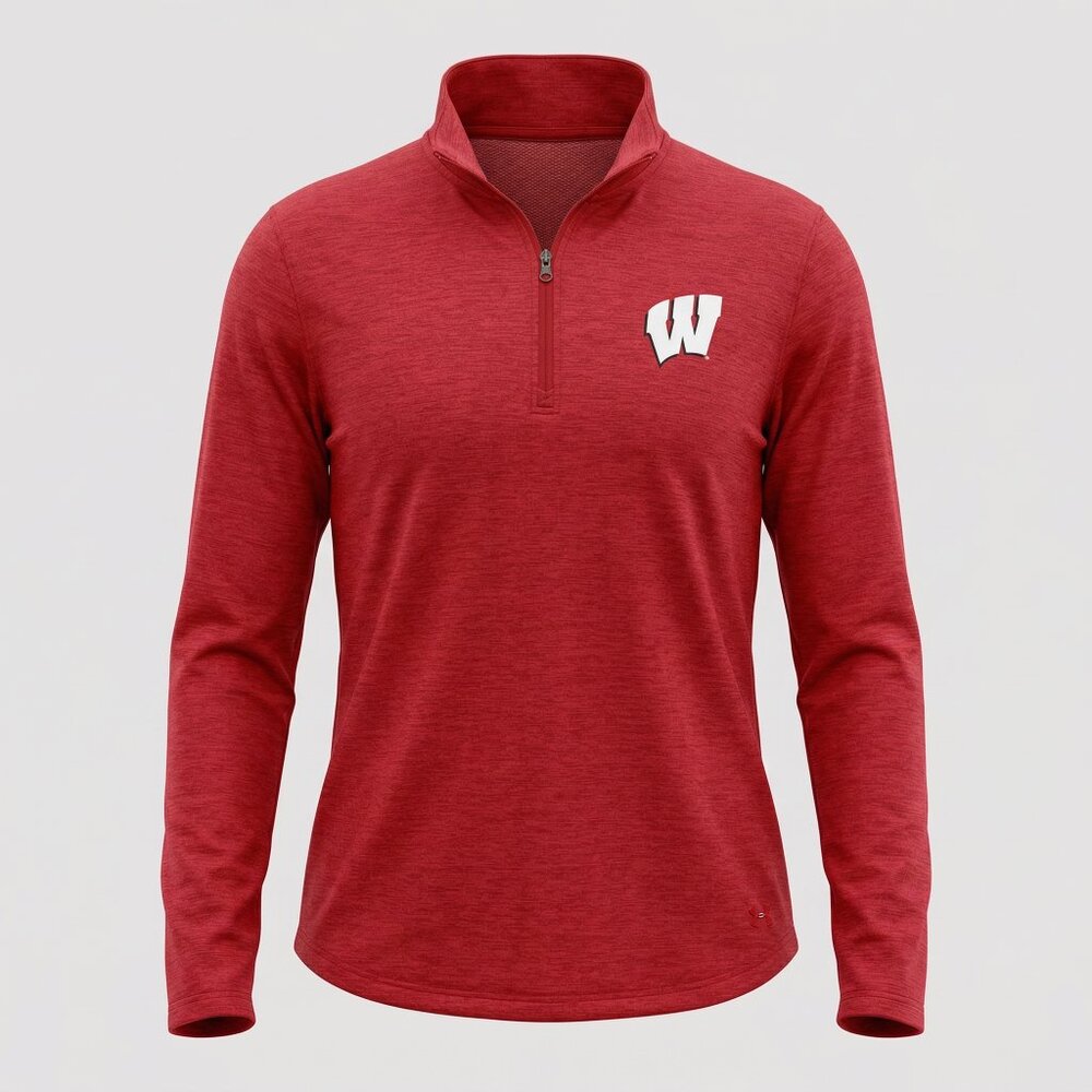 Under Armour Wisconsin Badgers Medium 1/4 Zip Top Red‎ Loose Long Sleeve Thumb